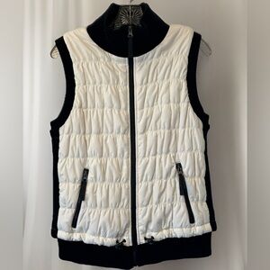 Calvin Klein Puffy Puffer Vest MP3 White Black Full Zip Sleeveless Sz Women's L